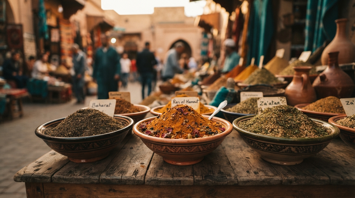 Editorial illustration for Baharat, Ras el Hanout, or Za'atar? A Home Cook's Guide to the Middle East's Essential Spice Blends