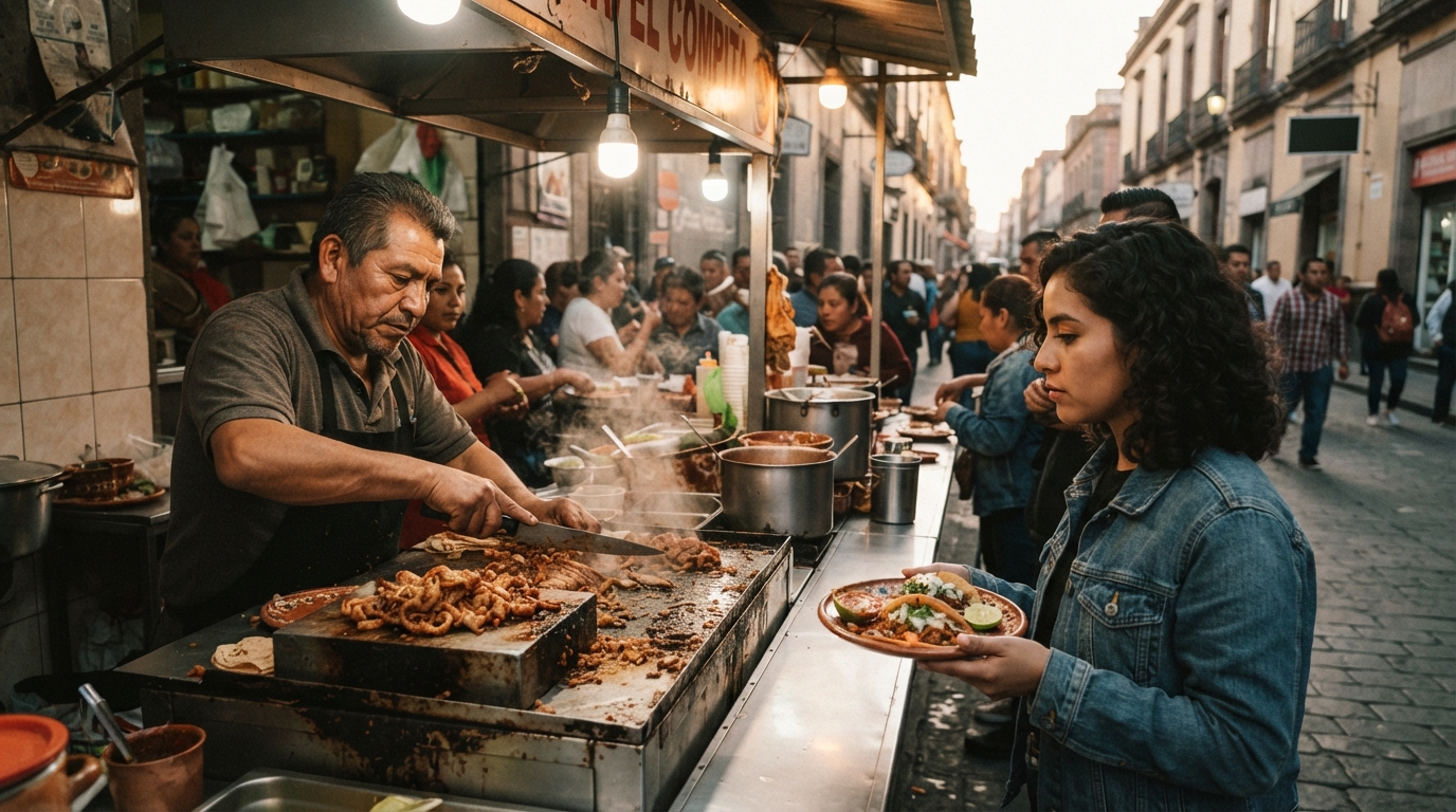 Editorial illustration for Tacos or Tripa? Choosing Between Tourist-Friendly and Local Mexico City Street Food